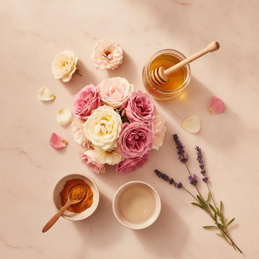 Beautiful natural skincare flatlay