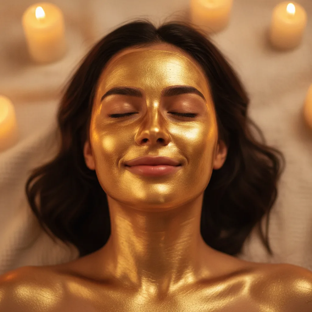 Woman applying mask and relaxing